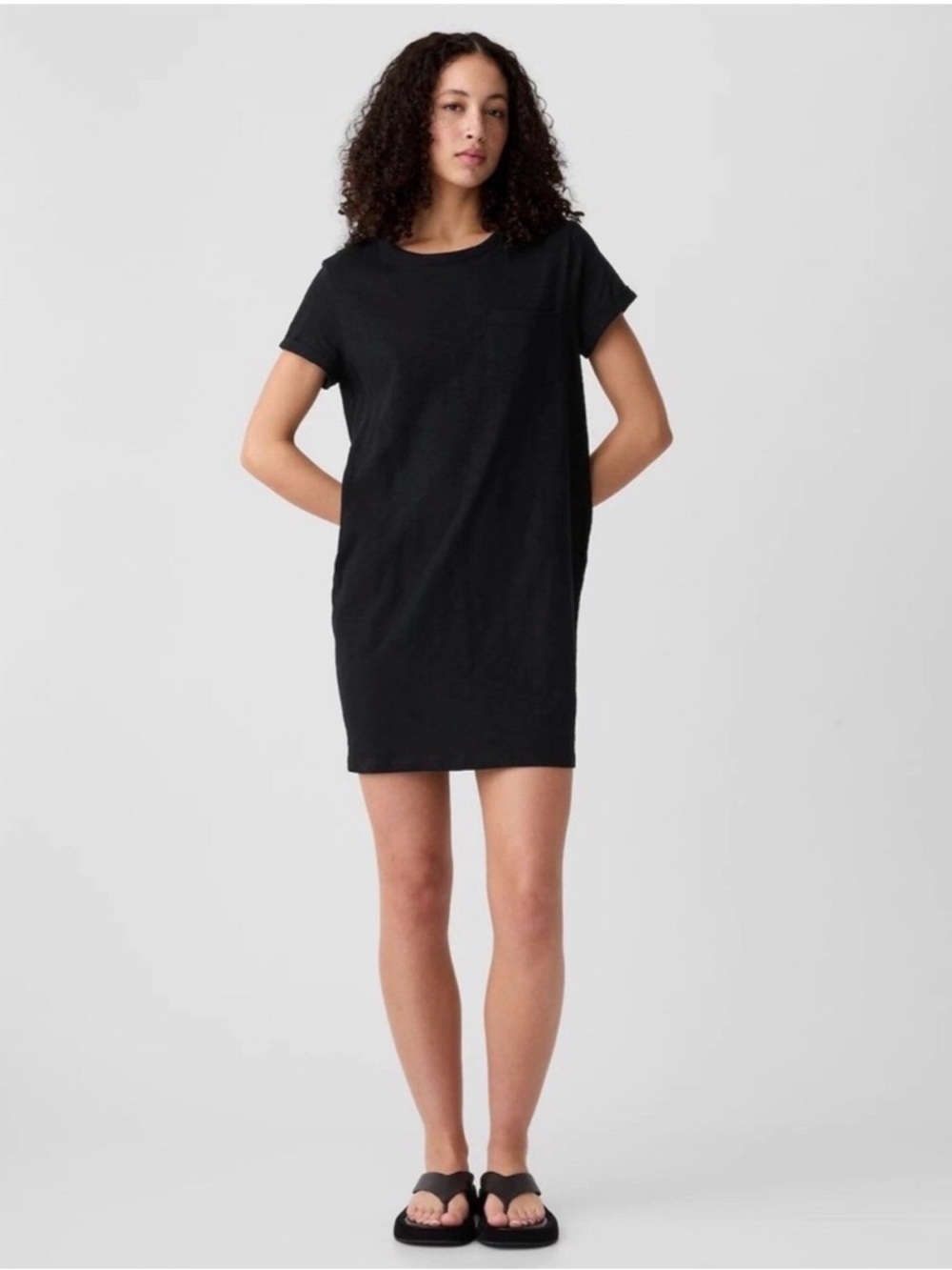 Gap Designed & Crafted Oversized T-Shirt Dress Black Modal Cotton XS